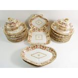 A Regency Spode dessert service comprising: two small tureens and stands, three oval serving dishes,