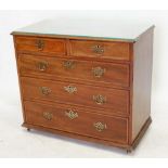 A George III mahogany chest of two short and three long drawers with herringbone banding, 93 x 47cm