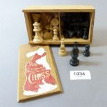 A Staunton boxwood small size chess set, boxed