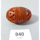 A 19th century cochineal carved pomander egg