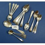 A quantity of silver teaspoons and cruet spoons, some Georgian and some Irish, 202g