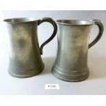 A pair of Victorian pewter quart tankards