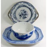 A Copeland Spode Camelia meat plate, a Victorian Eureka serving dish and a Spode Italian dish
