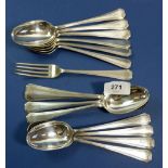 Fourteen Mappin & Webb silver dessert spoons and one fork with BFCS engraved terminals,Sheffield