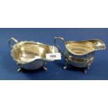 A silver milk jug, London 1907 and a sauce boat, Birmingham, Adie Brothers Ltd, total weight 330g