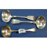 A pair of silver sauce ladles, Chester 1837, by John Sutter and one London 1803, by William Eley &