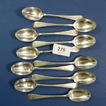 A set of nine silver teaspoons, Sheffield 1896, 180g