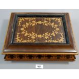 A continental rosewood and marquetry box decorated leaves and flowers, 36.5 x 19 x 10cm