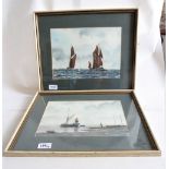 Alan Whitehead - pair of watercolours sailing boats, 20.5 x 29cm, signed