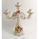 A large Capodimonte style floral candlestick, 34cm