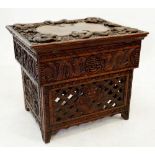 A 19th century Chinese carved wood portable desk or scroll table with dragon decoration and