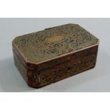 An antique boulle tortoiseshell box, 12.5 x 8cm