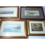 A group of seven mainly late 19th or early 20th century continental watercolours including coastal