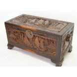 A Chinese carved camphorwood chest 48cmW x 98cm D 51cm H