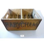 A vintage Babycham wooden bottle crate