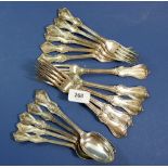 A matched Victorian silver part cutlery set comprising: five dinner forks, London 1849, by Elizabeth