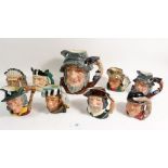 A Royal Doulton large character jug Rip Van Winkle and eight smaller ones