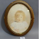 Thomas Henry Hunn - watercolour portrait of a child Dorothy Hunn his daughter aged two and a half,