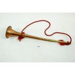 A copper hunting horn, 46cm