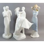 Two Royal Doulton Images groups 'Over the Threshold' and 'Happy Anniversary' and another figure '