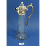 A Victorian cut glass and silver plated claret jug