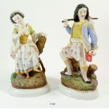 A pair of continental bisque figures of a man and a woman, 28cm