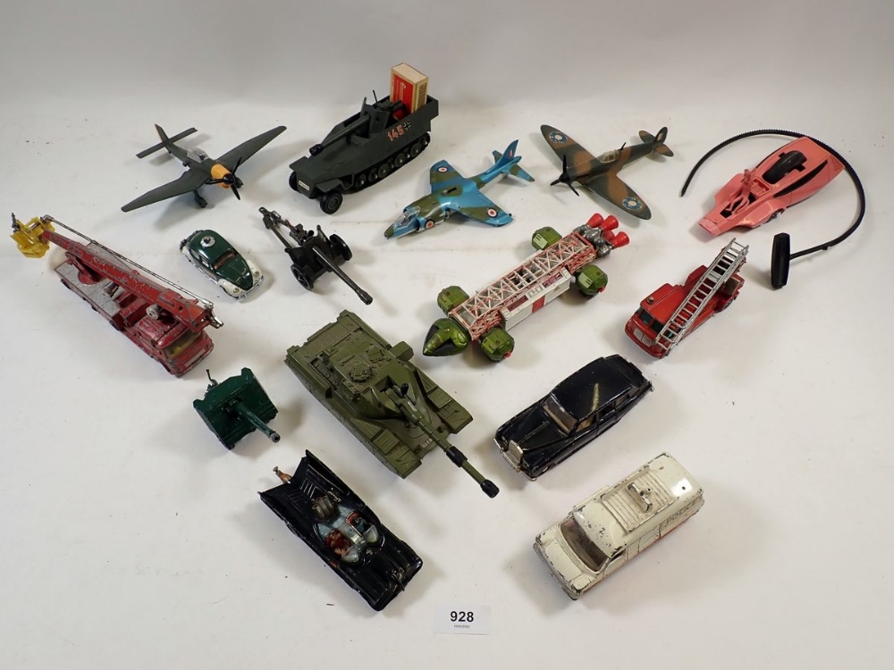 A collection of die cast cars including Dinky and Corgi, Batmobile, Eagle From Space 1999 etc