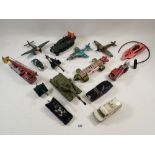 A collection of die cast cars including Dinky and Corgi, Batmobile, Eagle From Space 1999 etc