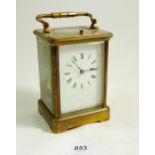 A 19th century French brass carriage clock with repeater