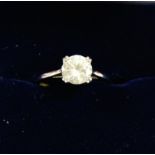 A 14 carat white gold ring set cubic zirconium, size I