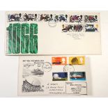 GB: Red Album of QEII FDC & presentation packs FV c£15. FDC incl British Tech posted at Jodrell