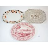 An Adams Chinese Bird meat plate and two other meat plates