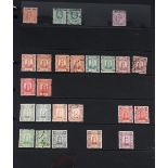 Maldives: KEVII-QEII mint & used collection in black 8 page folder. Defin & commem with wmk