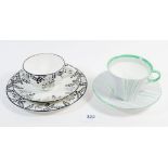 A Shelley 'Bute' pattern tea cup trio circa 1915 and a Shelley Regent shape cup and saucer with