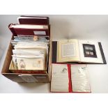GB & ROW: Large box of defin & commem stamps incl albums, collectors packs, covers (many first