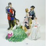 A Royal Doulton figure 'Elyse' HN 2474 and three other figures by Royal Worcester and Coalport