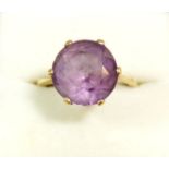 A 14 carat gold amethyst set ring, unmarked but tested