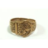 A Victorian 9 carat gold buckle form ring, size Q to P, 4.4g