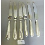 A set of six silver handled knives (two sizes)