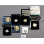 Royal Mint Issues Inc: silver Proof coins; single 1983 £1 Ensigns armorial, cased 2008 £1 Ensigns