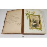 A Victorian album of local portrait photographs dated 1889 with presentation to Miss Harrington,