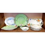 A Carlton Ware plate, basket and sandwich set and a Shelley pin dish etc.
