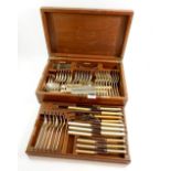 A Walker & Hall silver plated canteen of cutlery cased