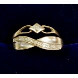 Two 9ct gold rings set chip diamonds, size L & size M