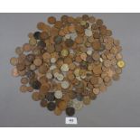 A tub of pre-decimal and decimal British coinage mainly including: half-pennies, pennies, brass