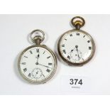 A silver pocket watch and a Federal pocket watch