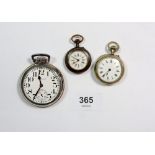 An Admiral screw back pocket watch and two fob watches