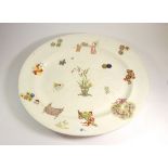 A Victorian Worcester large meat plate printed Chinese symbols, 54 x 45cm