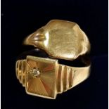 Two 9 carat gold signet rings, one a/f, 7.5g