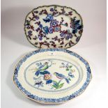 A Booths meat plate and a Victorian floral meat plate